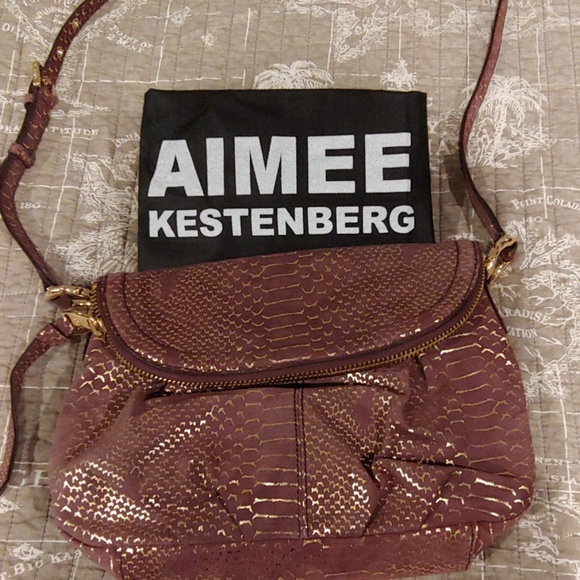 Aimee Kestenberg NWOT Mauve Leather W/ Gold Snake - Picture 4 of 7